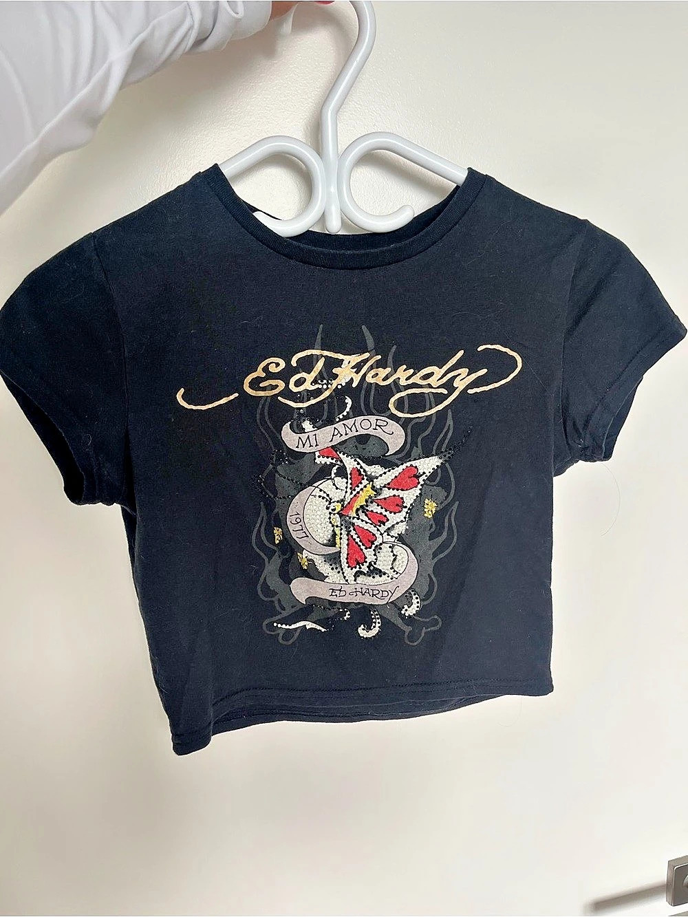 Ed Hardy Girls Small Black Graphic Tee